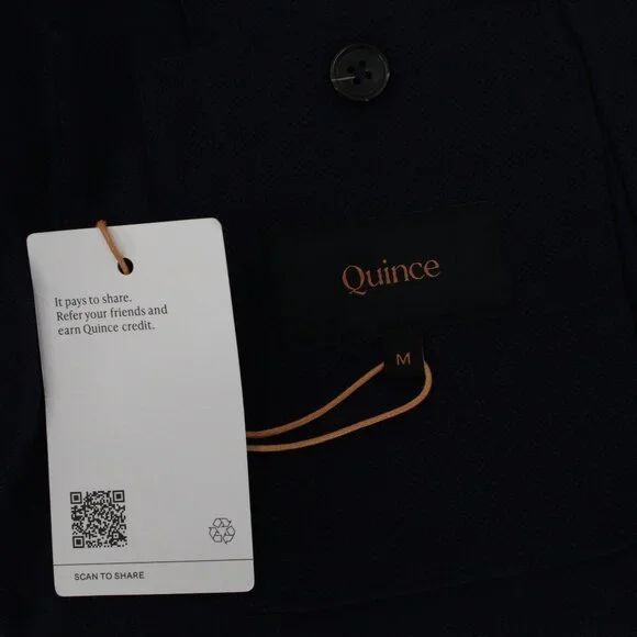 NWT Quince sport coat Mens medium Cotton Pique Knit Blazer Navy patch pockets